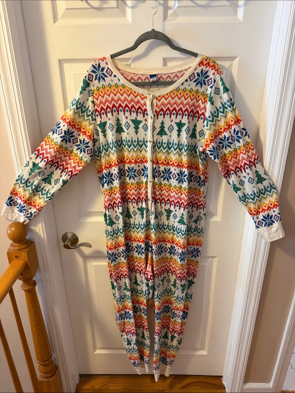 Old Navy Cream Multicolor Fair Isle One-Piece Pajamas - “Match the Fam”
